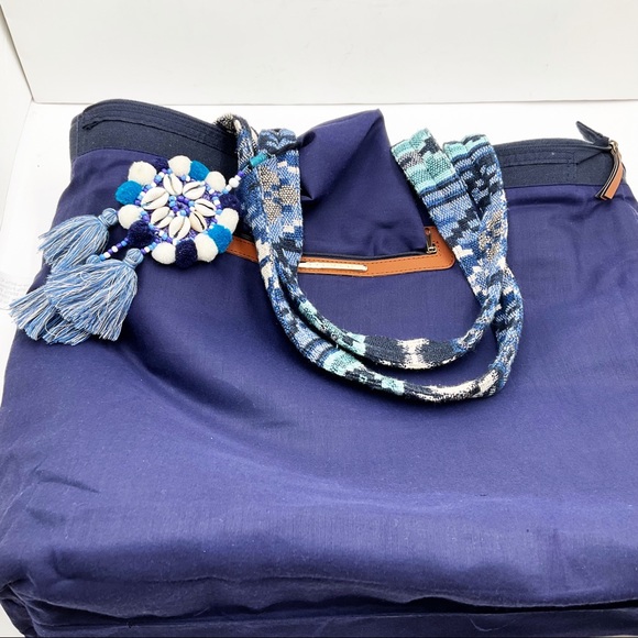 {Steven} Zita Navy Multi Carpet Tassel Tote - Picture 10 of 16